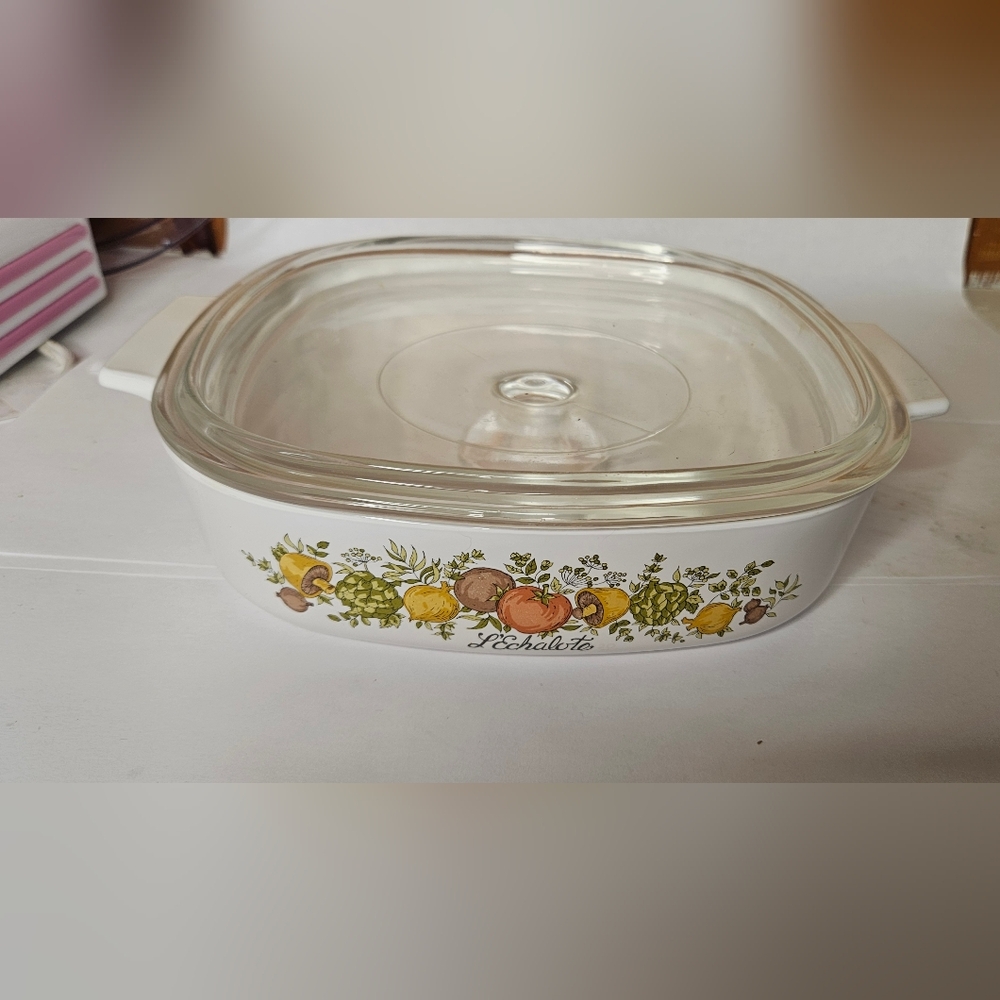 Corningware White and Multicolor Glass Storage Container